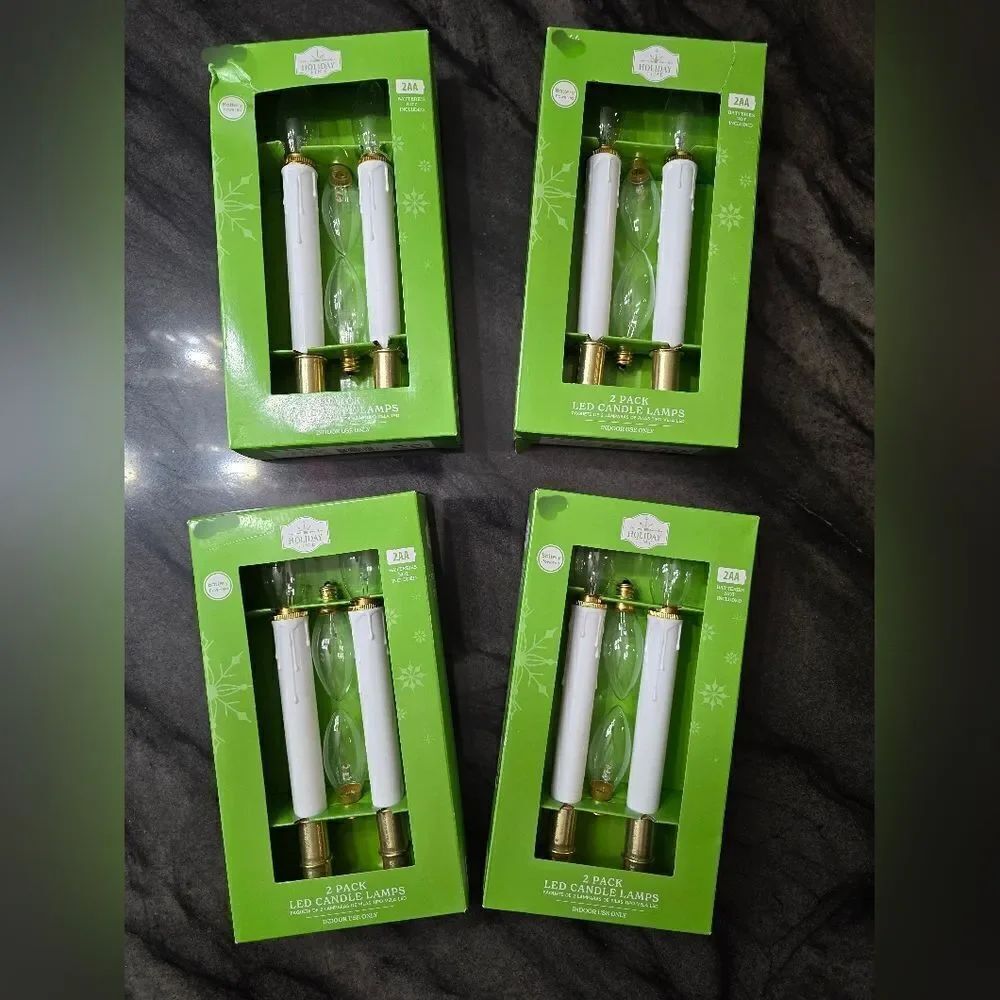 Set of 4 box Battery-Operated LED Flameless Christmas Candle Gold Base, 2 Count